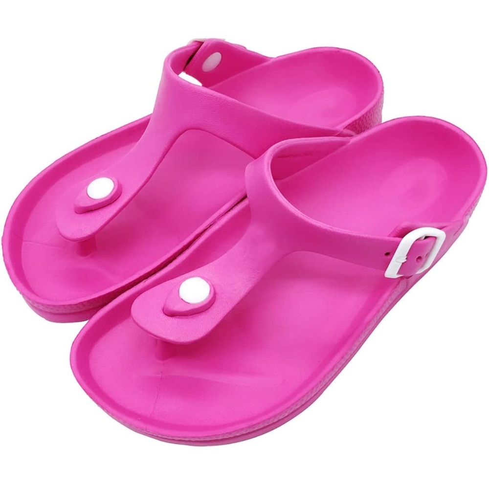 FunkyMonkey Hot Pink Slip-On Waterproof Flip Flops, Size 7(38)